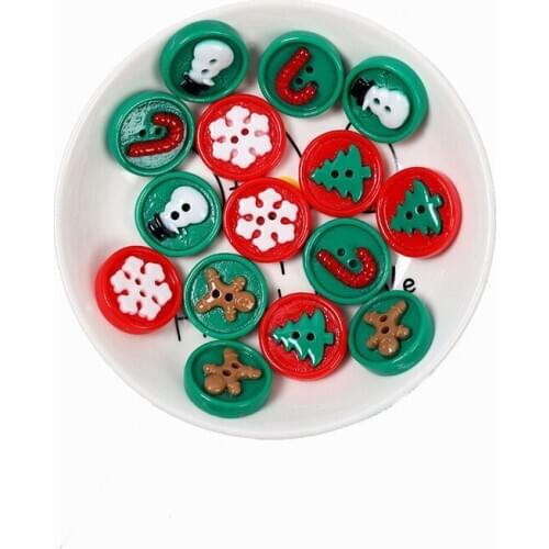 20Pcs Christmas Theme 5 Style Resin Buttons Sewing Scrapbooking Clothing Handwork Decor Gift Card Making Fabric Accessories