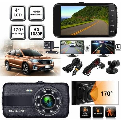 4" Dual Lens 1080P HD Car Dashboard DVR Camera Video Recorder Dash Cam G-Sensor Audio Recorder Parking Monitor