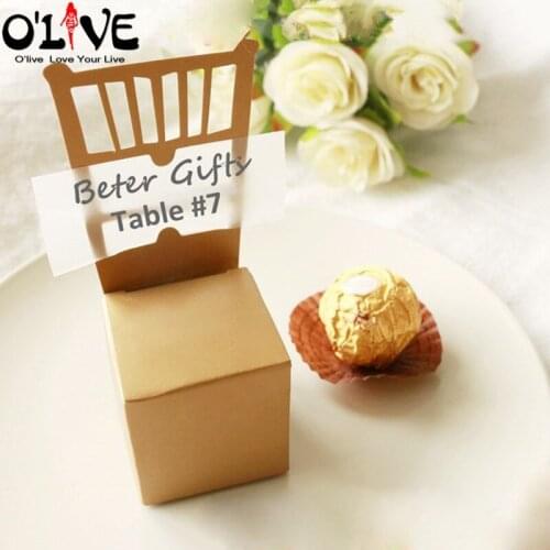 50pcs Party Favor Chair Shape Favor Boxes Wedding favor box party supplies creative silver gold chairs candy box gift box D3