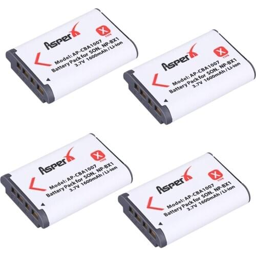 AsperX 4Pcs NP-BX1 NP BX1 NPBX1 BX1 Battery for Sony DSC-RX100 DSC-WX500 HX300 WX300 HDR AS100v AS200V AS15 AS30V AS300