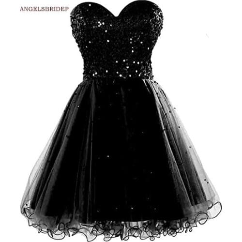 ANGELSBRIDEP Sweetheart Short Homecoming Dresses Party Gowns Junior Bling Bling Sequined Tulle Graduation Gowns Hot Sale