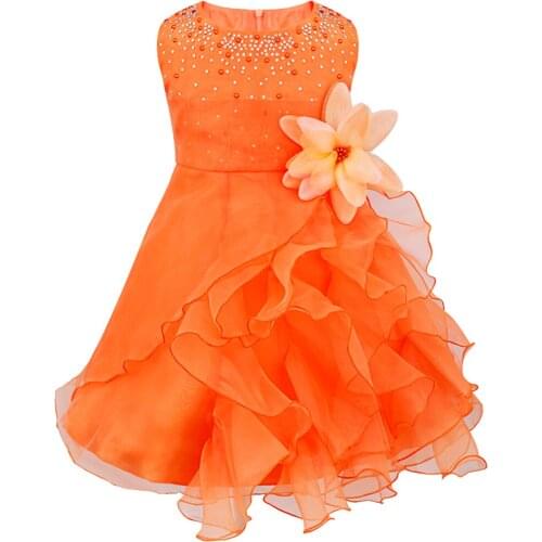 Baby Girl Vestido Birthday Party Clothes Ball Gown Princess Organza Tutu Dress Sleeveless Infant Girls Dress for Baptism Wedding