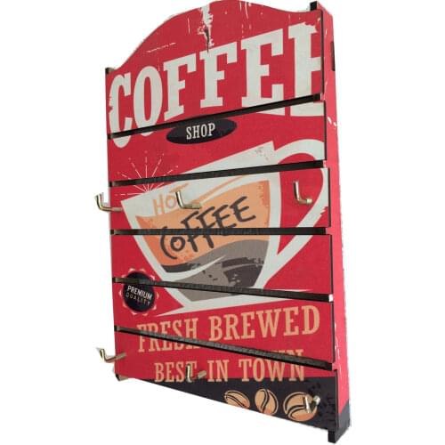 Wooden Key Holder Wall Mount 6 Hanger Hook Creative Home Decoration Gift Organization Red Coffee