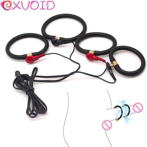 EXVOID Electrical Cock Rings Delay Ejaculation Electric Shork Accessories Sex Toys for Men Penis Rings Medical Themed Toys