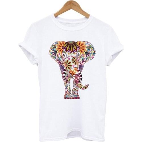 Female T-shirt Colorful Elephant Fashion Print T-shirt Summer Short Sleeve Top Ladies Harajuku Graphic T-shirt Women