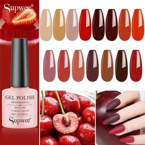 Supwee 10ml Gel Nail Polish Hybrid Varnish Semi-permanent Soak Off UV LED Bean Paste Color Nail Gel Polish All For Nails Design