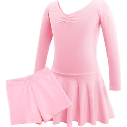 Girls Long Sleeve Gymnastic Dress Autumn Winter Thicken Kids Pink Rose Red Cotton Ballet Gymnastics Leotards For