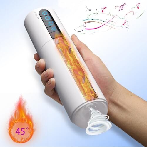 Deep Throat Male Masturbators Sex Toys for Man Intelligent Voice Heating Sucking Masturbation Cup Vibrating Oral Aircraft Cup