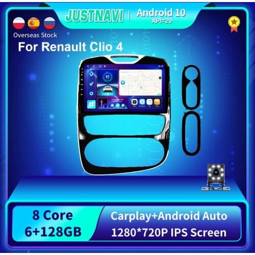 JUSTNAVI Android 10.0 Car Radio Player For Renault Clio 4 2016-2018 GPS DSP Carplay IPS OBD Multimedia Serero Auto 1280*720P 10"