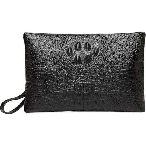 Men Clutch Bag Genuine Leather Wallet Phone Mini Coin Purses Credit Card Holder Black Business Small Money Bags