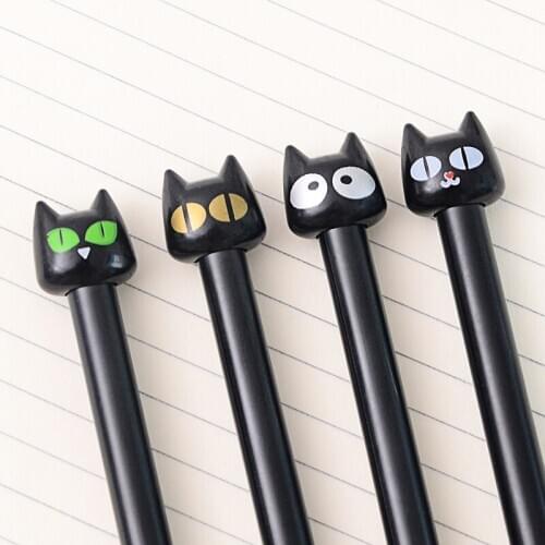 Korean Creative Black Cat Gel Pen Cartoon Kawaii Plastic Gel Pens Learning Writing Pen Stationery Office School Supplies