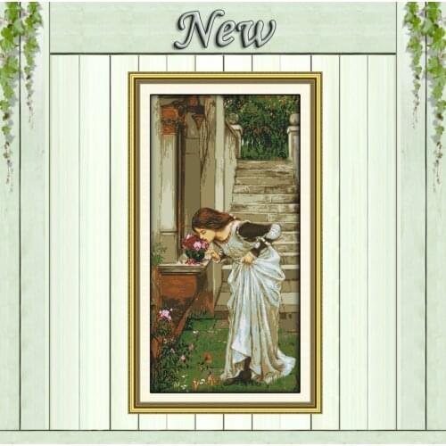 A Beautiful Angel in Backyard,pattern print on canvas DMC 14CT 11CT Cross Stitch kit,embroidery needlework Sets,Girl Home Decor