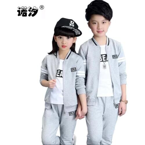 Children clothes kids Autumn spring cotton sets boys soft jacket+trousers 4-14 Y girls active outwear kids outwear clothes sets
