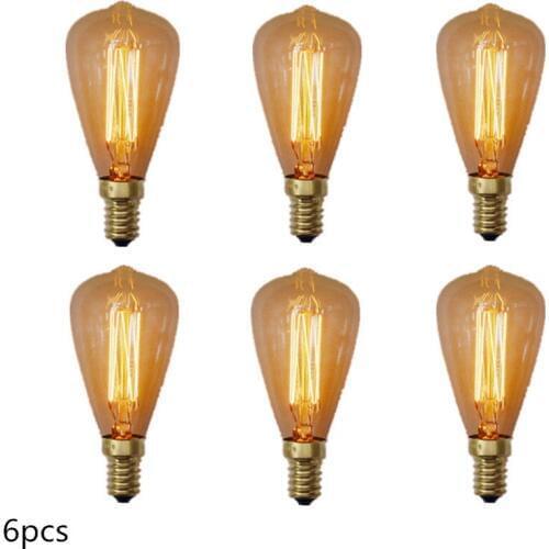 6pcs/lot Bulb Lamp Edison Reproduction 40 Watt E14 ST48 Dimmable Incandescent Vintage Edison Light Bulb 40W Warm White 220-240V