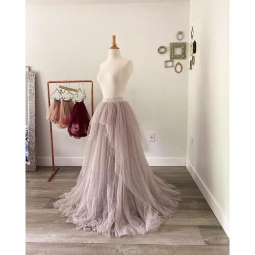 Mauve Detachable Tulle Overskirt Skirt Elastic Waist Bridal Overlay Wedding Skirt Long Tulle Over Maxi Party Skirt