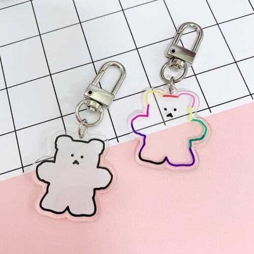 Fashionable Korea Bear Acrylic Keychain For Cute Women And Children Bag Pendant Airpods Protective Cover Pendant Couple Gifts
