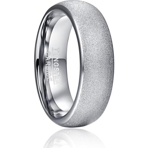 New Fashion Sandblasted Steel Color Dome Tungsten Carbide Rings For Men Wedding Rings