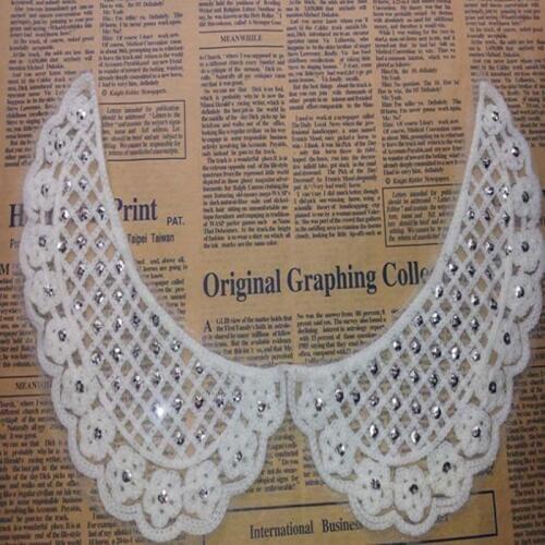 Patches fabric collar Trim Neckline Applique for dress/wedding/shirt/clothing/Sewing flower Floral lace round check glitter