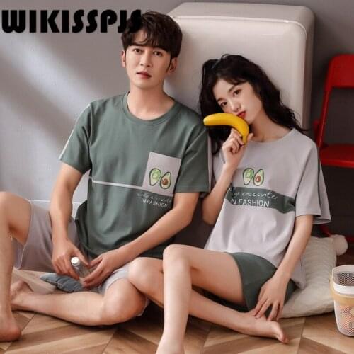 2021 Summer New Cotton Round Neck Pajamas Leisure Fashion Comfortable Home Wear Couple Suit Two Piece Set Summer Pajama Set