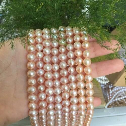 Freshwater Pearl Necklace Round Shape with Size 7.5-8mm Pearls Perfect Luster for DIY Jewelry Loose Pearl Strands