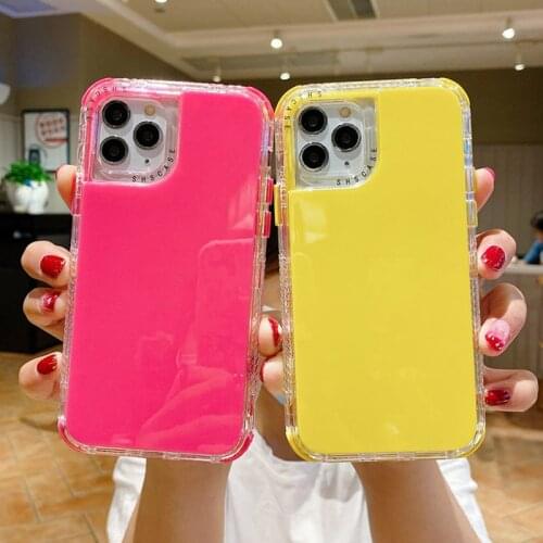 Candy Color Shockproof Bumper Phone Case For iPhone 12 Mini 11 Pro Max XR X XS Max 7 8Plus 12 11 Pro Transparent Soft Back Cover
