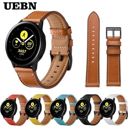UEBN 20mm Leather Band Wrist Strap for Samsung Galaxy Watch Active 1/2 Bracelet Strap for galaxy watch 42mm samrt Watchband
