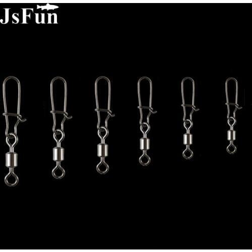 20PCS/lot Fishing Connector 2# 4# 6# 8#10# 12#14# Stainless Steel Pin Bearing Rolling Swivel Snap Fishhook Lure Tackle PJ87