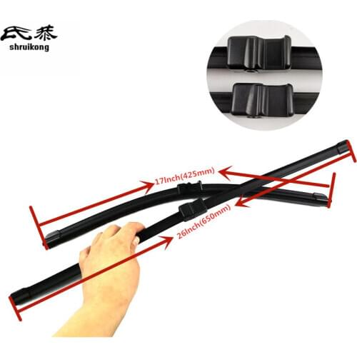 Free shipping 2pcs/lot car styling Wiper blades for 2006-2011 Ford Focus MK2 26"+17" fit side pin type wiper arms only