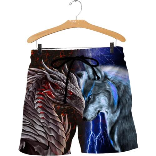 Dinosaurs Dragon Wolf Mens Casual Board Shorts 3D Print Summer Beach Shorts Unisex Harajuku Streetwear Quick Drying Baggys 01