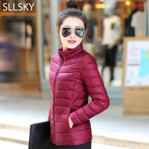 Sllsky Women Winter Clothes Basic Jacket Solid Slim Warm Thin Coat 2019 Casual New Style Long Sleeve Zipper Cotton Parkas