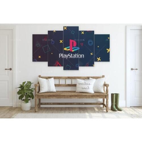 Modern Home Decor Posters PlayStation Logo 5 Piece Canvas Prints Poster Modular Wall Art Canvas Painting Picture for Living Room