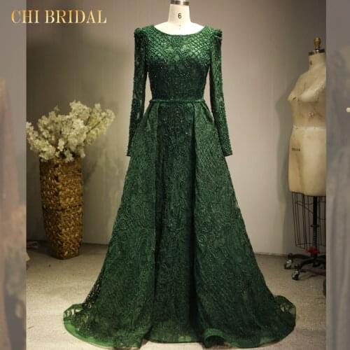 Vintage Elegant Green French Evening Dress Long-Sleeved Plaid Evening Dress Comfortable Fabric Real Model Picture