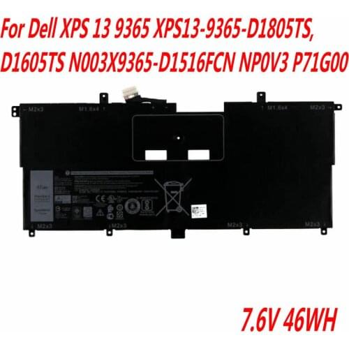 High Quality NNF1C HMPFH Laptop Battery For Dell XPS 13 9365 XPS13-9365-D1805TS,D1605TS N003X9365-D1516FCN NP0V3 P71G00