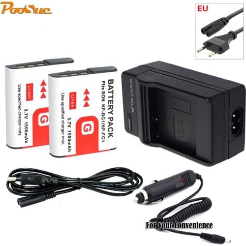 1x BG1 US/EU battery Charger +2x NP-BG1 NP BG1 batteries For SONY DSC-H20,DSC-H50,DSC-H70,DSC-H90 Camera Bateria NPBG1 NP FG1