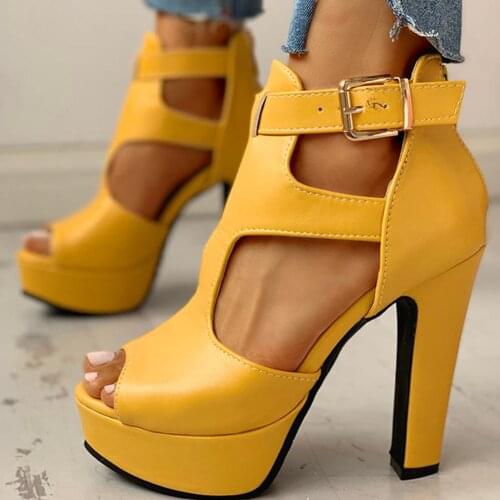 SARAIRIS 2021 Dropship Big Size 50 Thick High Heels Woman Shoes Sexy Peep Toe Platform Summer Sandals Women Office Sandals