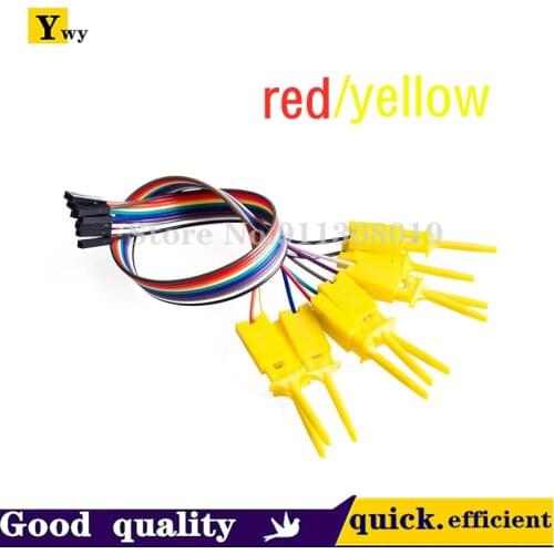 10pcs / lot Red/Yellow dupont line female turn test hook 20cm test line clamp 10 Pin for usbee AX DX Saleae logic analyzer
