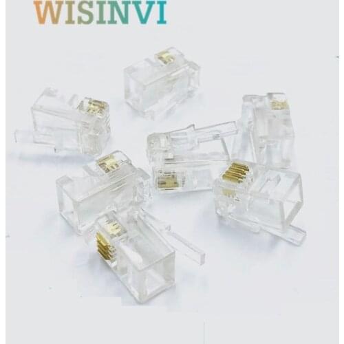 100Pcs Crystal Head RJ11 4P4C Modular Plug Gold Plated Network Connectors