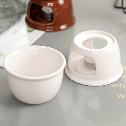 2021 White Ceramic Chocolate Fondue pot Porcelain Diy Fondue Serving Set for Cheese, Chocolate, Icecream Drop ship
