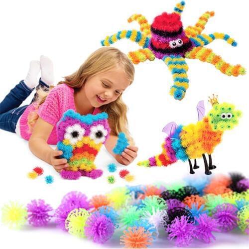 400/800pcs/set Magic Thorn Ball Variety DIY Assembling Building Blocks Toys Squeezed Creative Block Children Handmade Fluffy Toy