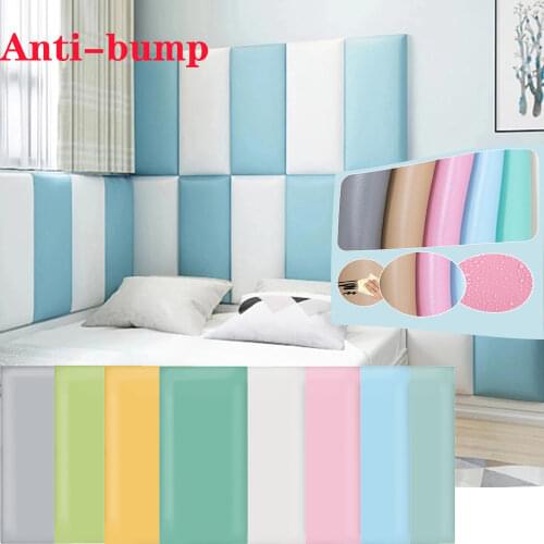 50x15cm 3D Wall Stickers for Living Room Kids Room Bedroom DIY Self Adhesive Tatami Bed Soft Bag Baby Anti-collision Wallpaper