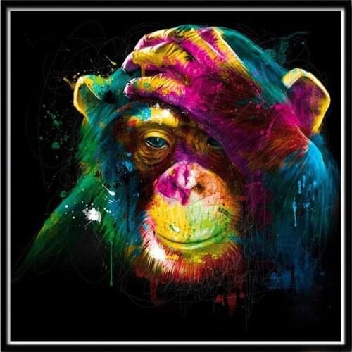 5D diamante redondo pintura animal orangután bordado de diamantes punto de cruz mosaico decoración del hogar