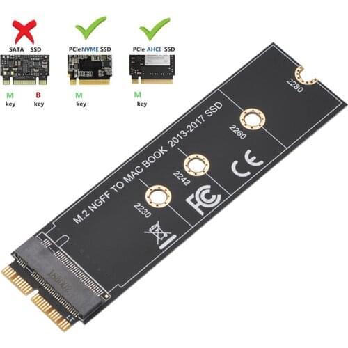 M2 NGFF PCIe AHCI SSD Adapter Card Connector for MACBOOK Air 2013 2014 2015 2017 A1465 A1466 Pro A1398 A1502 A1419 2230-2280 SSD