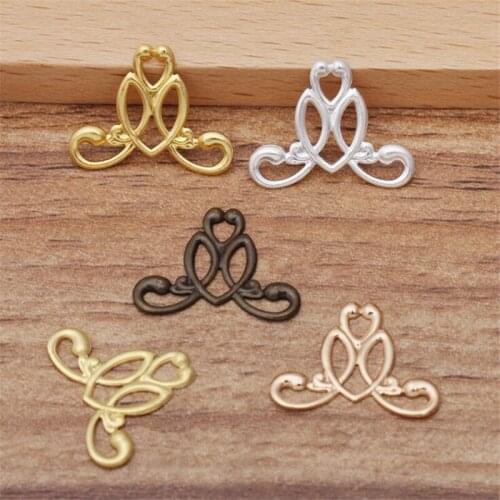 SIXTY TOWFISH 30 Pieces DIY Jewelry Accessories 15*20mm Handmade Materials Charms Brass Flower Filigree Flower Slice