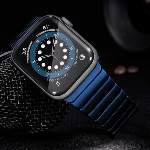 For apple watch 6 band series 5 4 se 44mm 40mm Link Bracelet for iwatch 3 42mm 38mm strap Stainless Steel Business bands blue