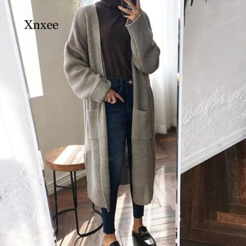 Fashion Long Cardigan Women 2020 Fashion Harajuku Loose Knit Sweater Women Casual Black Oversized Jacket Coat Autumn