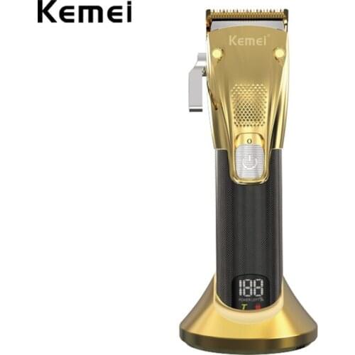 Kemei Professional Cordless Hair Clippers for Hair Cutting Barbers Grooming Kit Hair Beard Trimmer LED Display Mower with Base