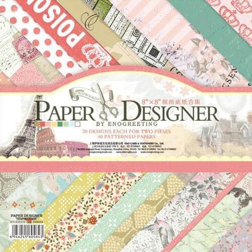 Hot Sell Printed Pattern Background Craft Paper Origami Scrapbooking Photo Album Set of 40 Sheets Card Making Damask Scrapbook
