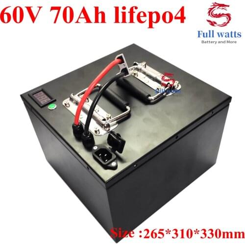 Lithium 60V 70AH lifepo4 battery Rechargeable with BMS for scooter tricycle motorcycle vehicle bike Van + 10A Charger