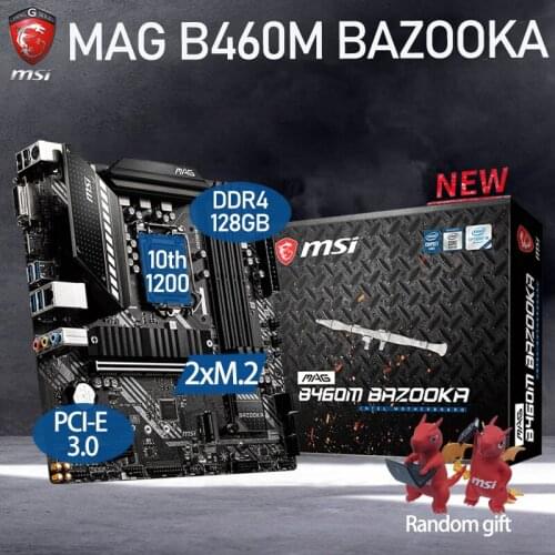 LGA 1200 Placa-mãe MSI MAG B460M BAZOOKA Intel 10th Gen DDR4 128GB M.2 PCI-E 3.0 Micro-ATX Desktop B460 Motherboard Intel B460