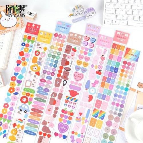 Rainbow Candy Series Cute Dreamy Washi Masking Tape Stickers Flower Bear Scrapbooking Stationery Decorative Long Strip of Tape